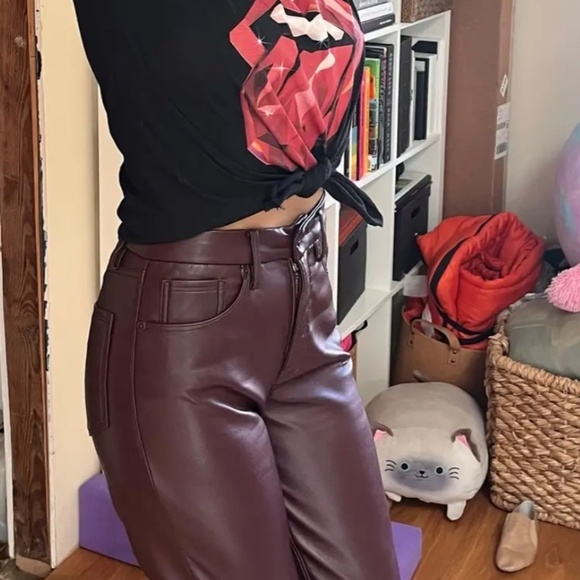 Good American Red Faux Leather Pants 2 EUC - Picture 9 of 14